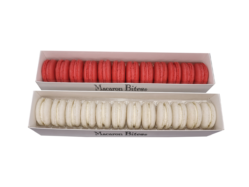 Red Velvet and Vanilla Macaron Cookie Gift Box, 24 Count